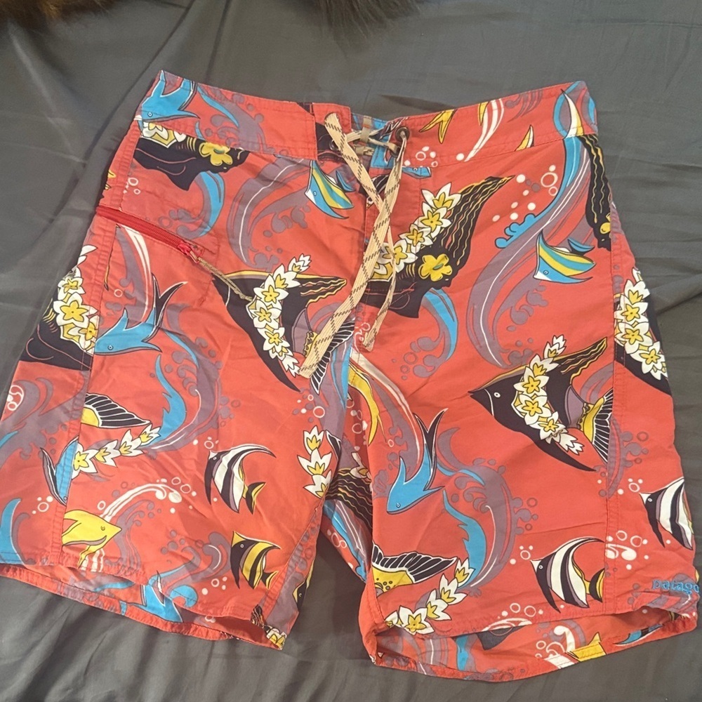 Patagonia Red Fish Pattern Board Shorts
